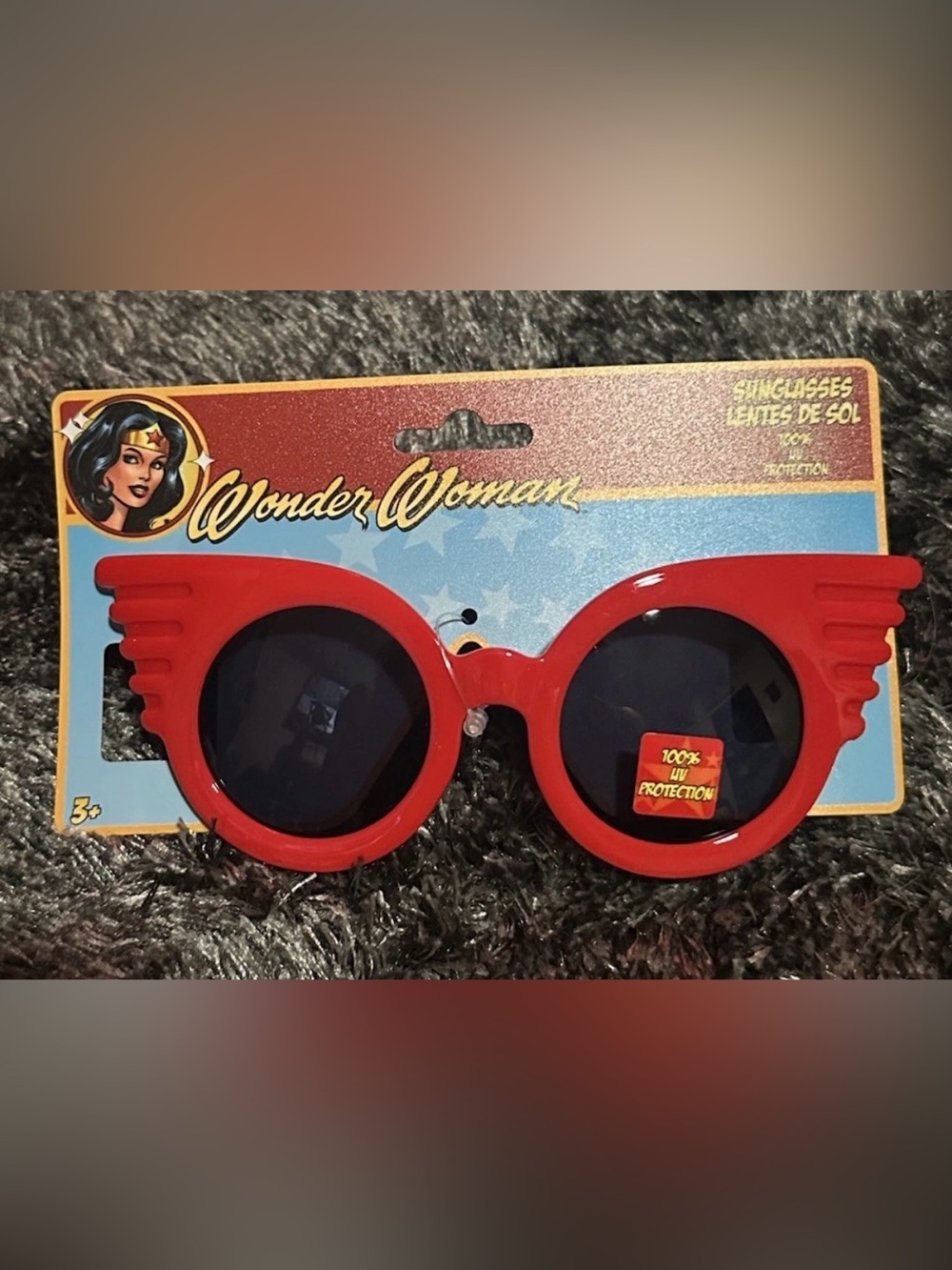 Toddler Wonder Woman Red Round Sunglasses Star Pattern UV Protection
